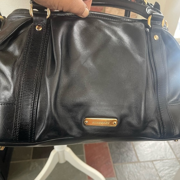 🔥Authentic:🔥BURBERRY 🔥BLACK LEATHER SHOULDER BAG🔥 - Picture 6 of 17